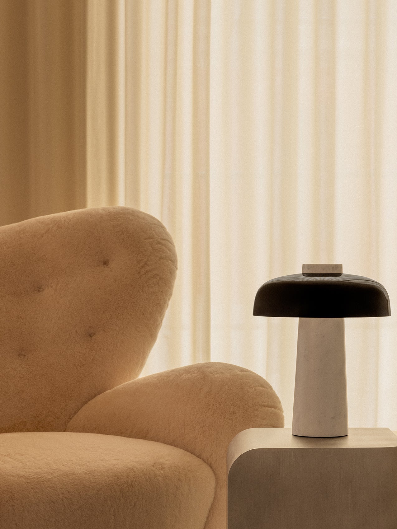Carla Travertine Table Lamp - Lamp Copper