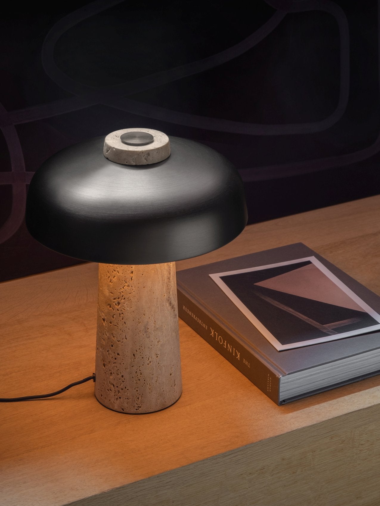 Carla Travertine Table Lamp - Lamp Copper