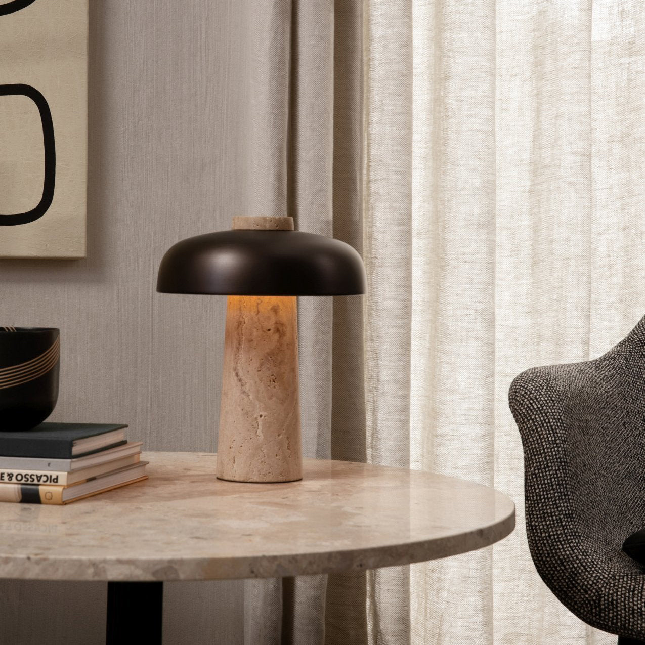 Carla Travertine Table Lamp - Lamp Copper