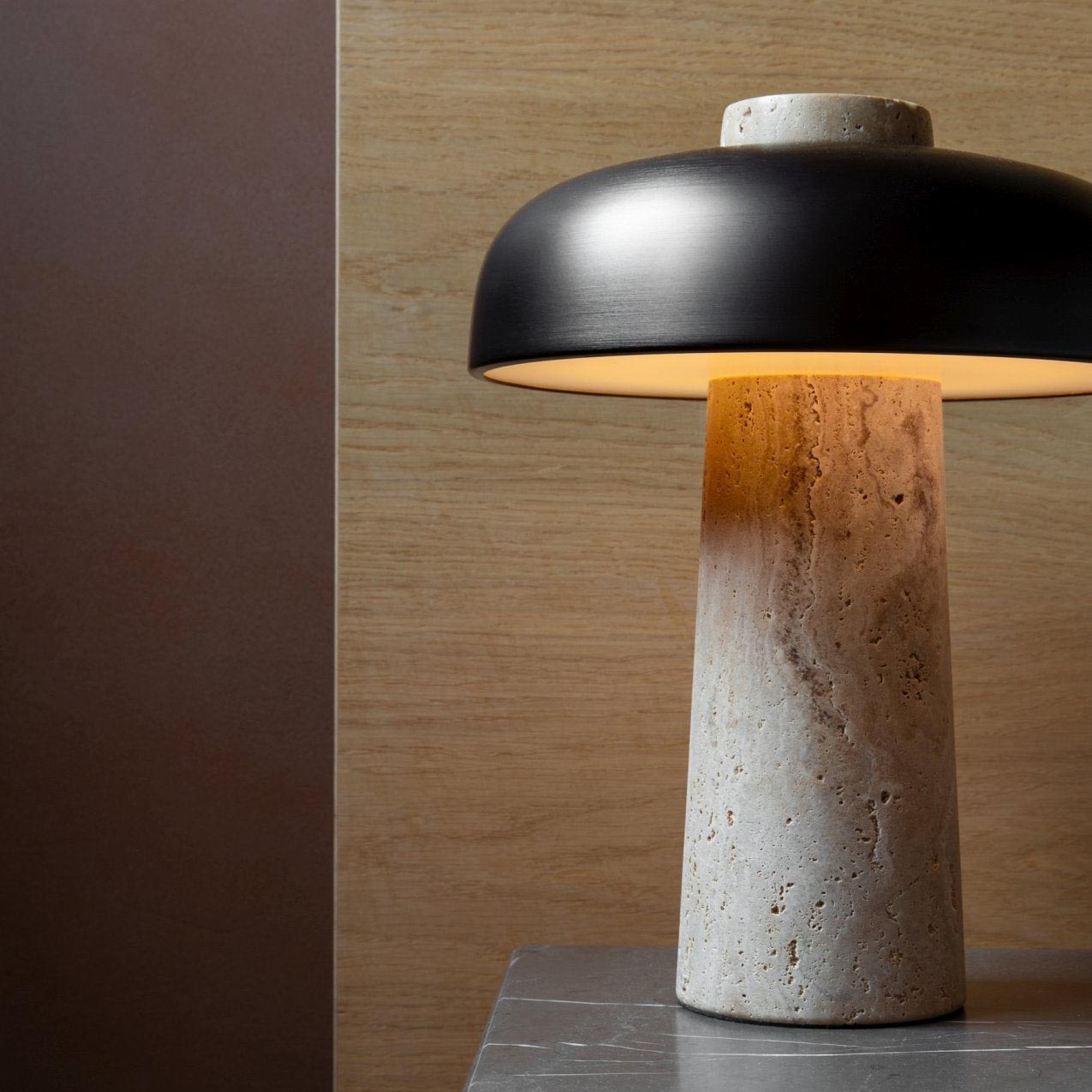 Carla Travertine Table Lamp - Lamp Copper