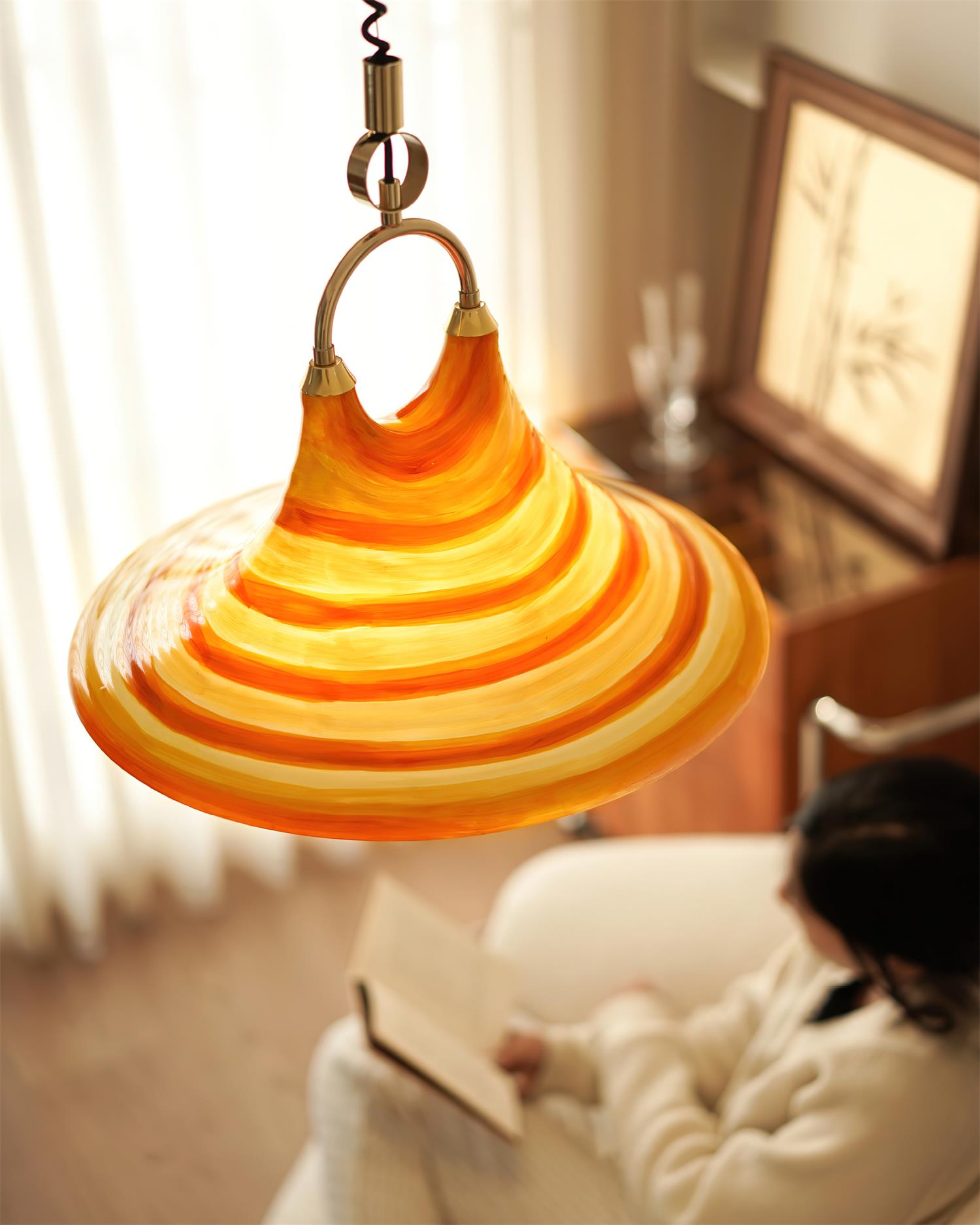 Aria Trumpet Individual Creativity Plastic Pendant Lamp - Lamp Copper