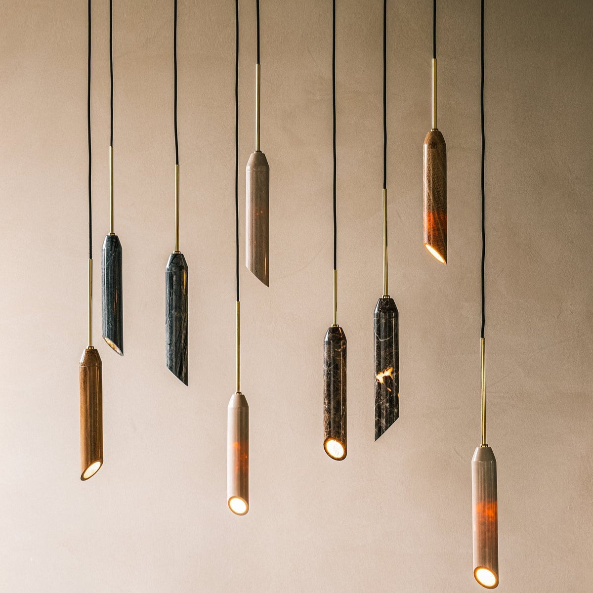 Arise Modern Minimalist Marble Travertine Pendant Lamp - Lamp Copper
