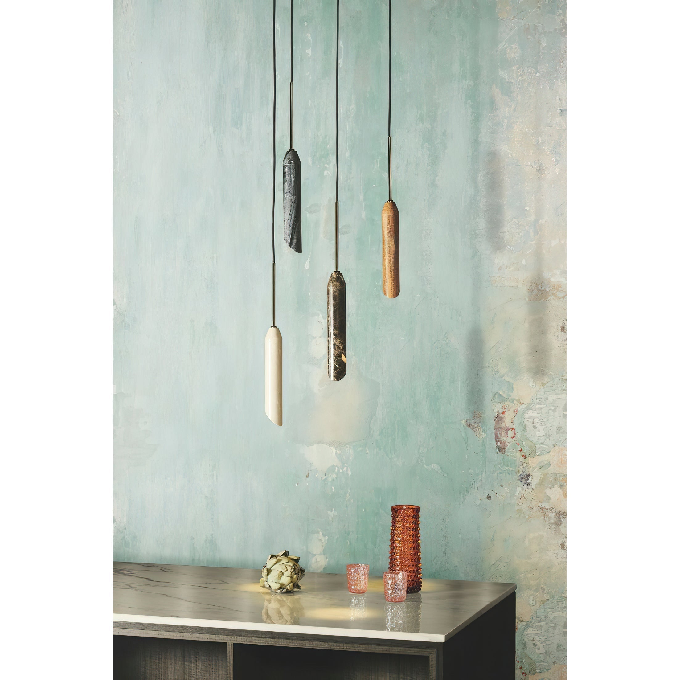Arise Modern Minimalist Marble Travertine Pendant Lamp - Lamp Copper