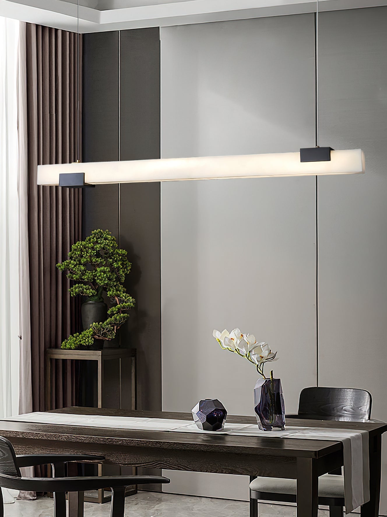 Avert Modern Minimalist Brass Alabaster Pendant Light - Lamp Copper