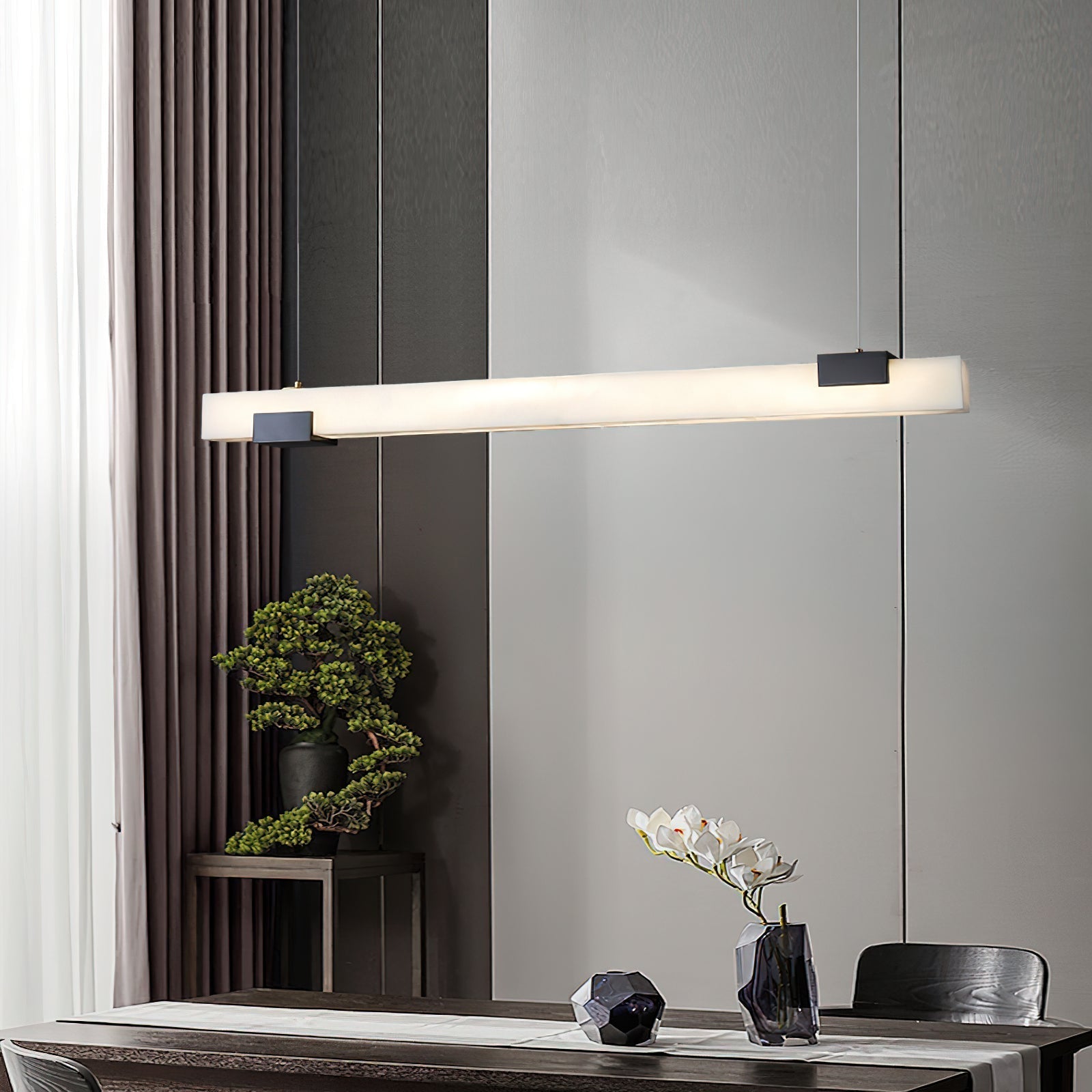 Avert Modern Minimalist Brass Alabaster Pendant Light - Lamp Copper