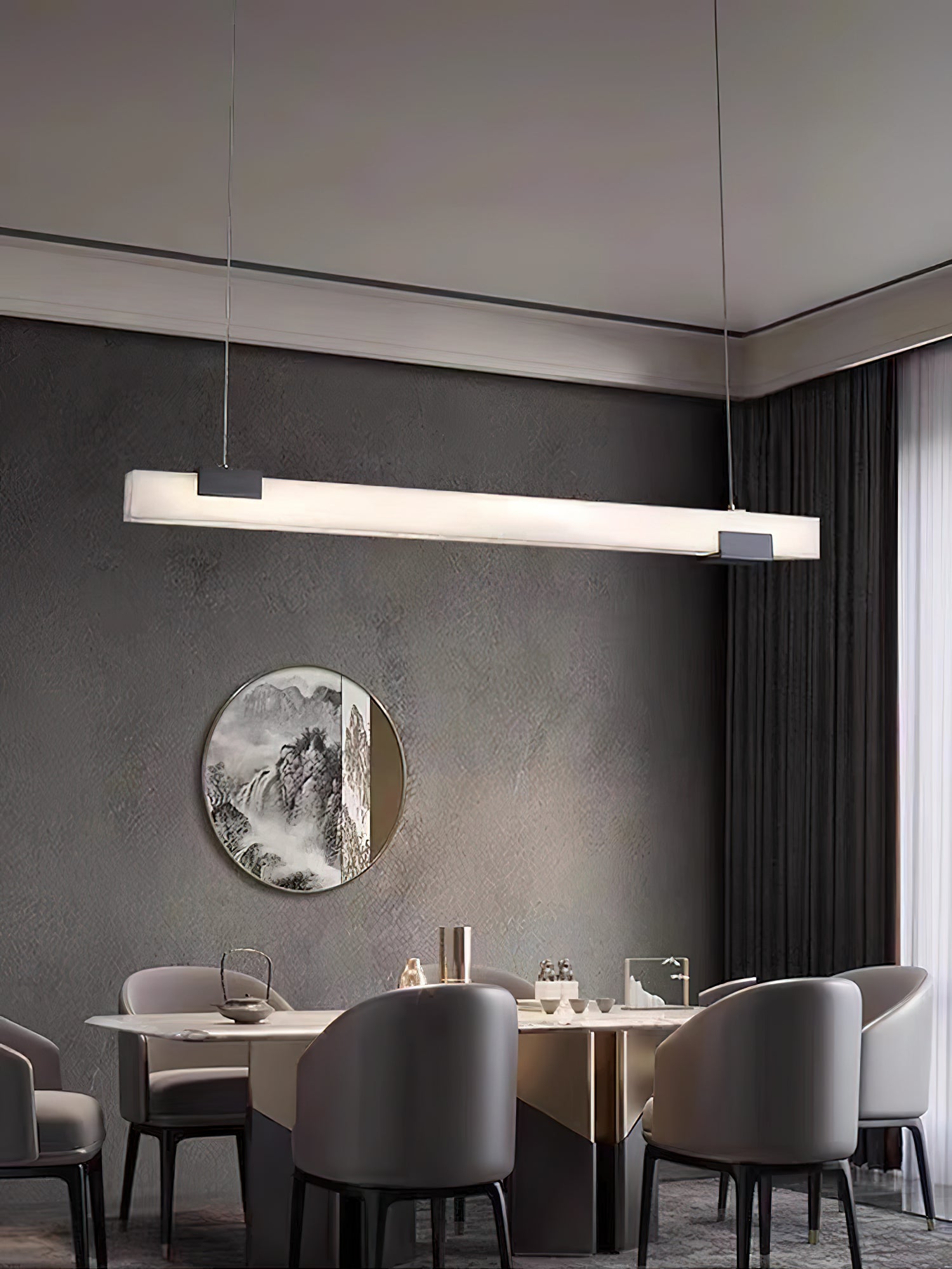Avert Modern Minimalist Brass Alabaster Pendant Light - Lamp Copper