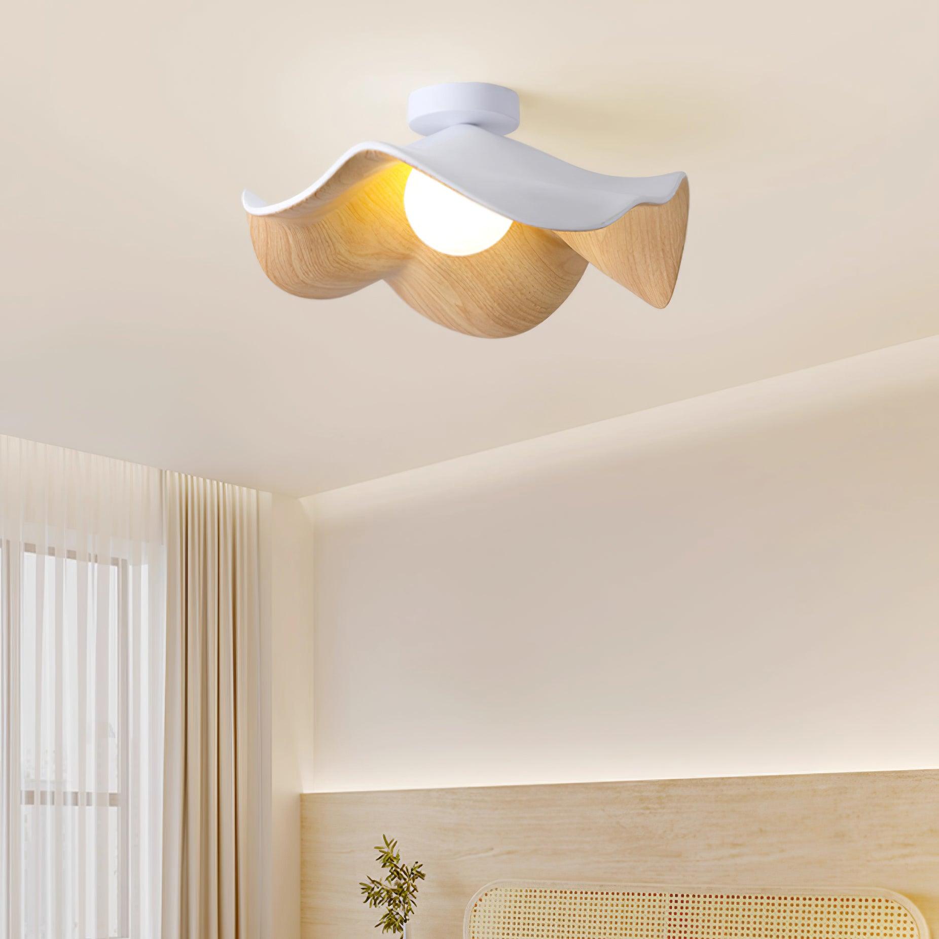 Muto Lampada da Soffitto in Legno Nero e Bianco