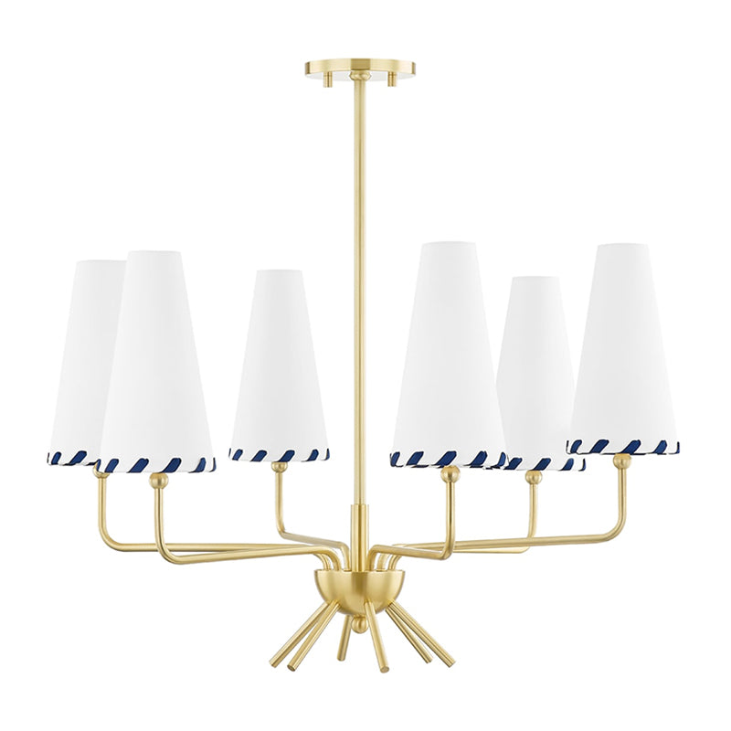 Haven Vintage Mid-century Brass Fabric Chandelier - Lamp Copper