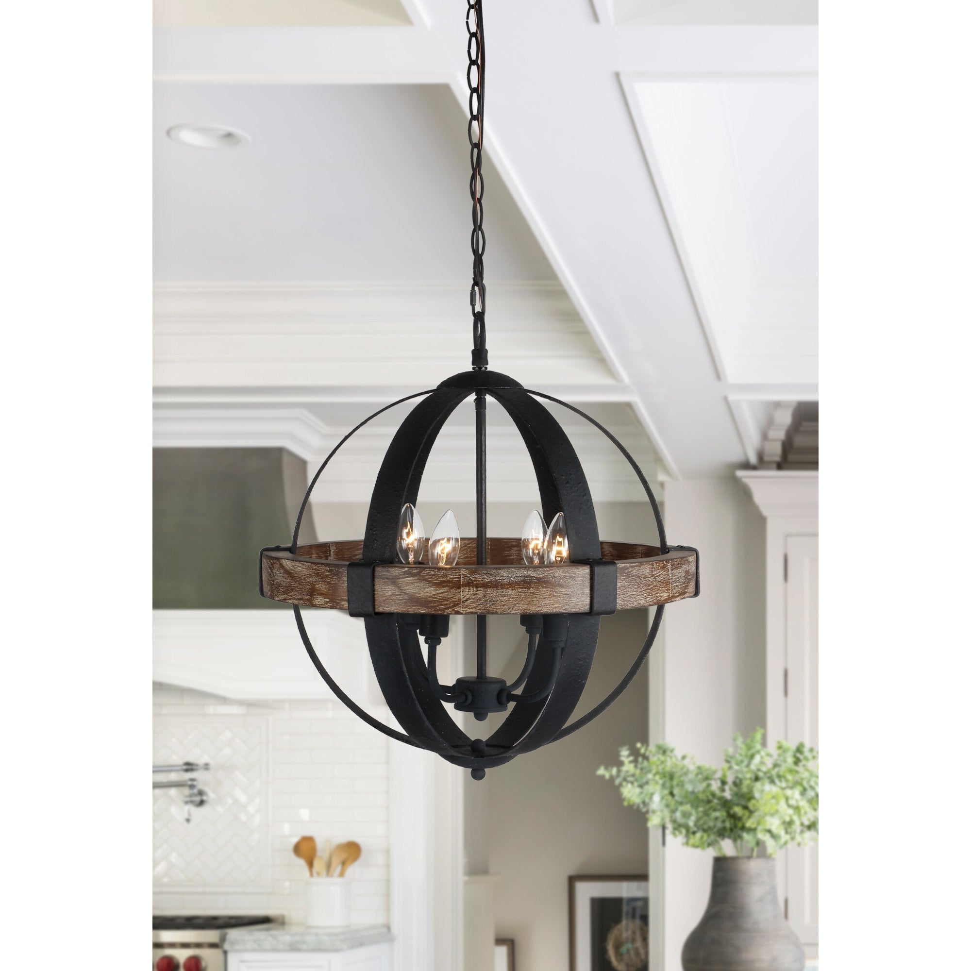 Luxe Vintage Industrial Wooden Metal Pendant Lamp - Lamp Copper