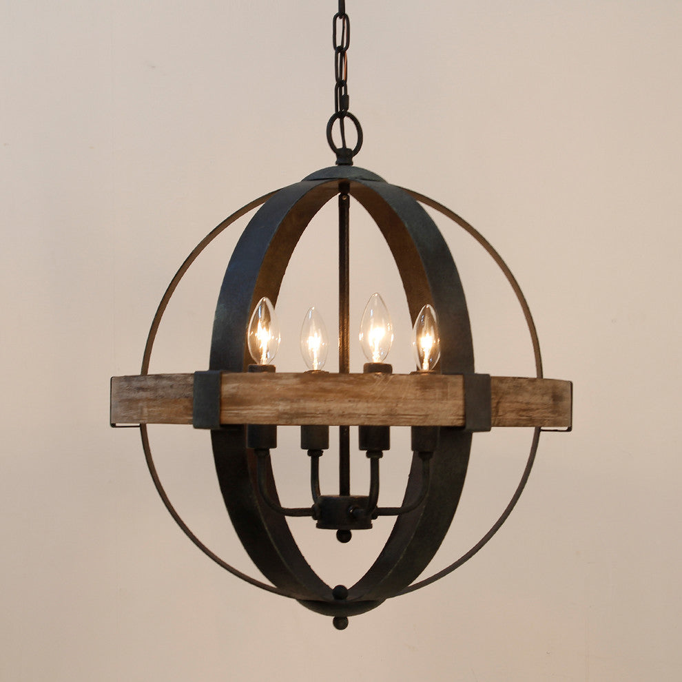 Luxe Vintage Industrial Wooden Metal Pendant Lamp - Lamp Copper