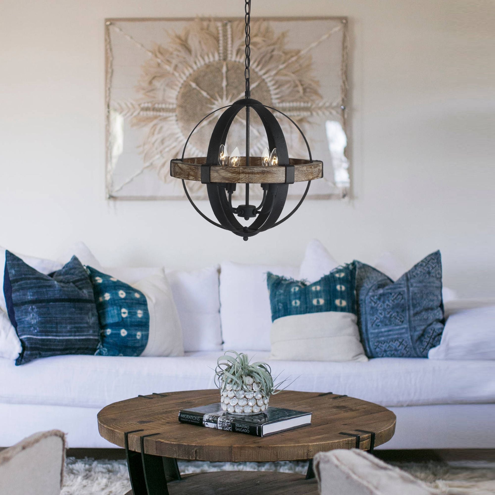 Luxe Vintage Industrial Wooden Metal Pendant Lamp - Lamp Copper