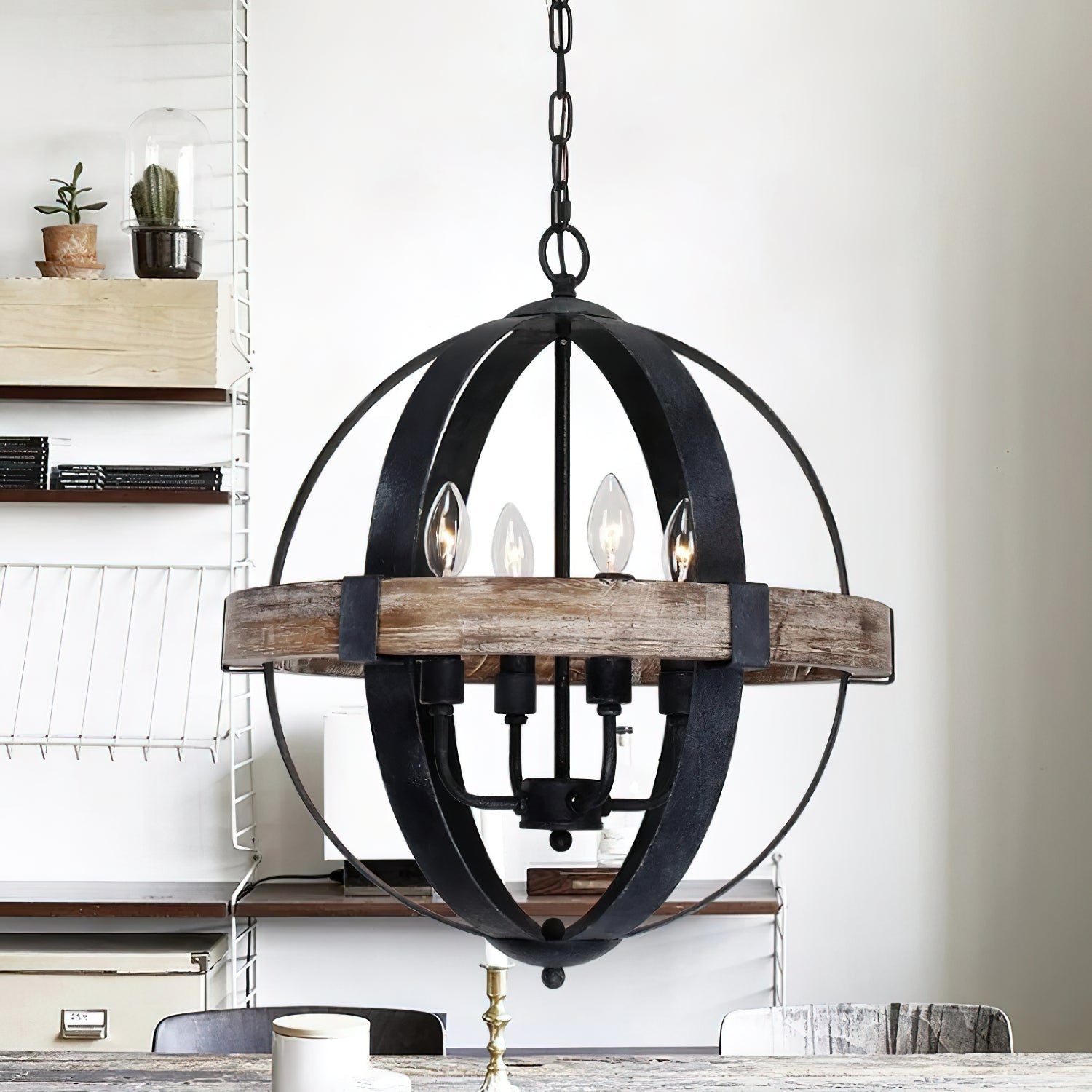 Luxe Vintage Industrial Wooden Metal Pendant Lamp - Lamp Copper