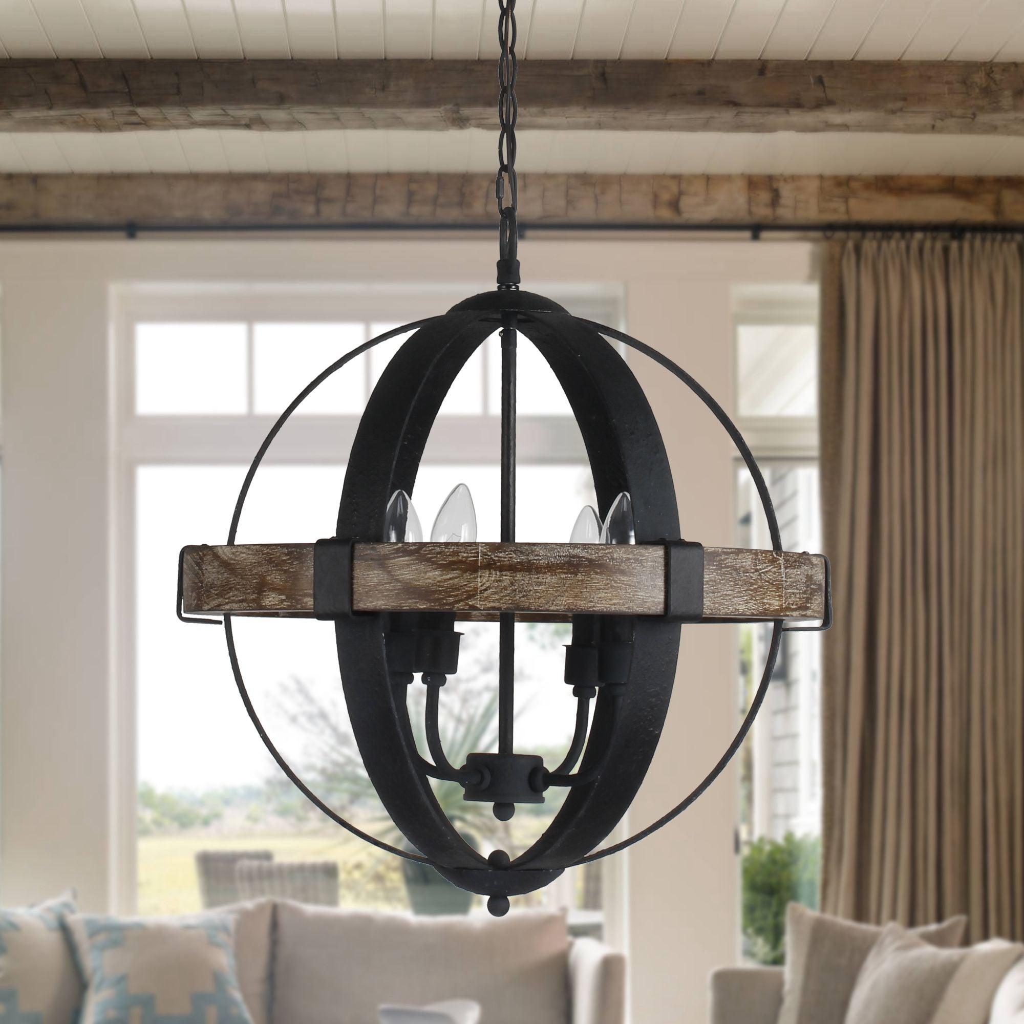 Luxe Vintage Industrial Wooden Metal Pendant Lamp - Lamp Copper