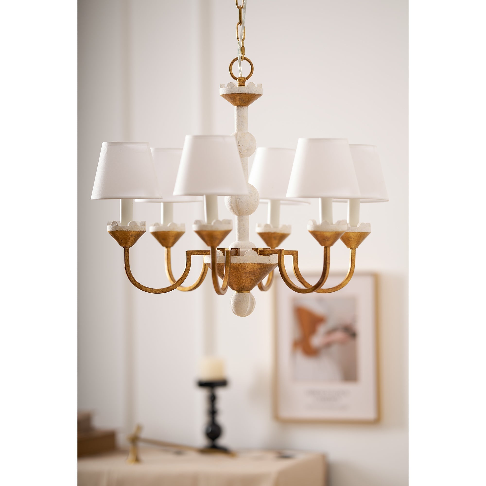 Quest Elegance Vintage Metal Fabric Chandelier - Lamp Copper