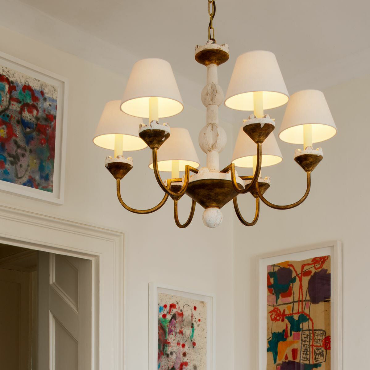 Quest Elegance Vintage Metal Fabric Chandelier - Lamp Copper