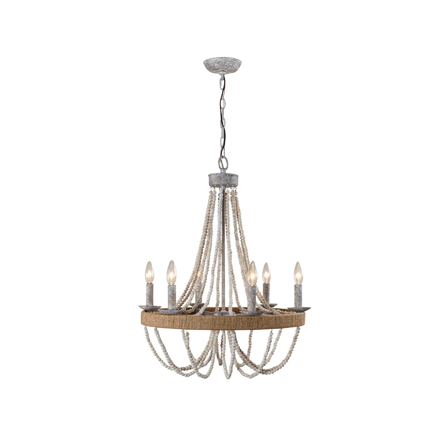 Rise Vintage Traditional Wooden Metal Chandelier - Lamp Copper
