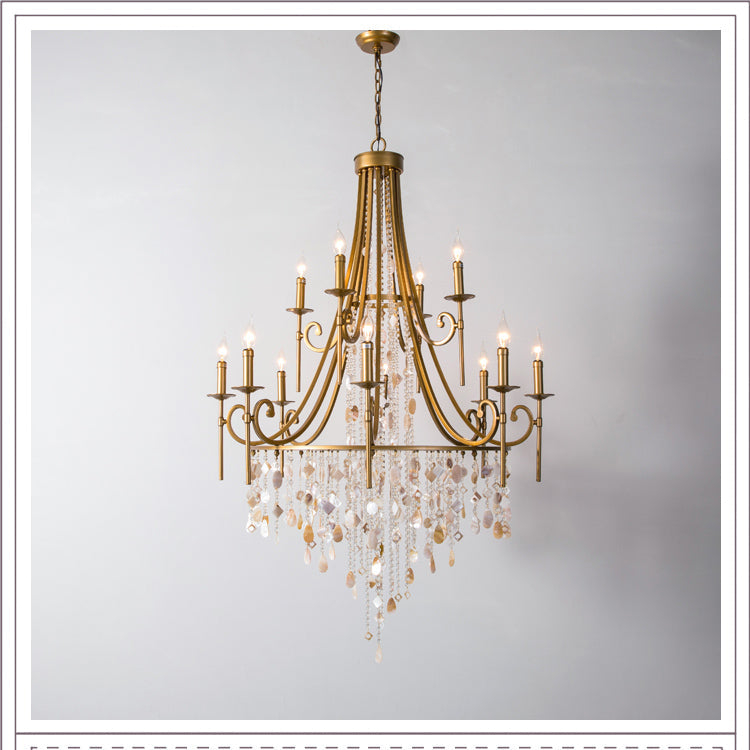 Trove Postmodern Luxury Natural Metal Alabaster Chandelier - Lamp Copper