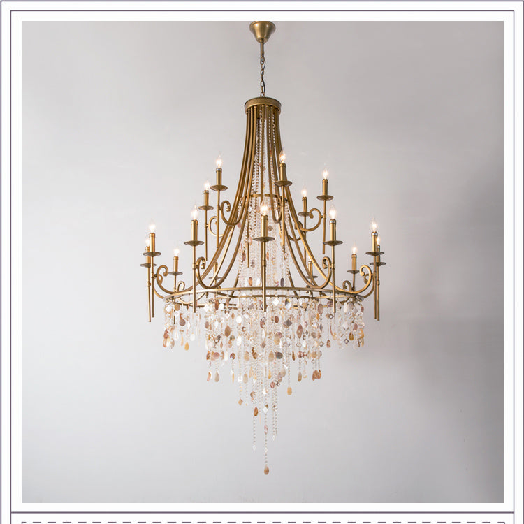 Trove Postmodern Luxury Natural Metal Alabaster Chandelier - Lamp Copper