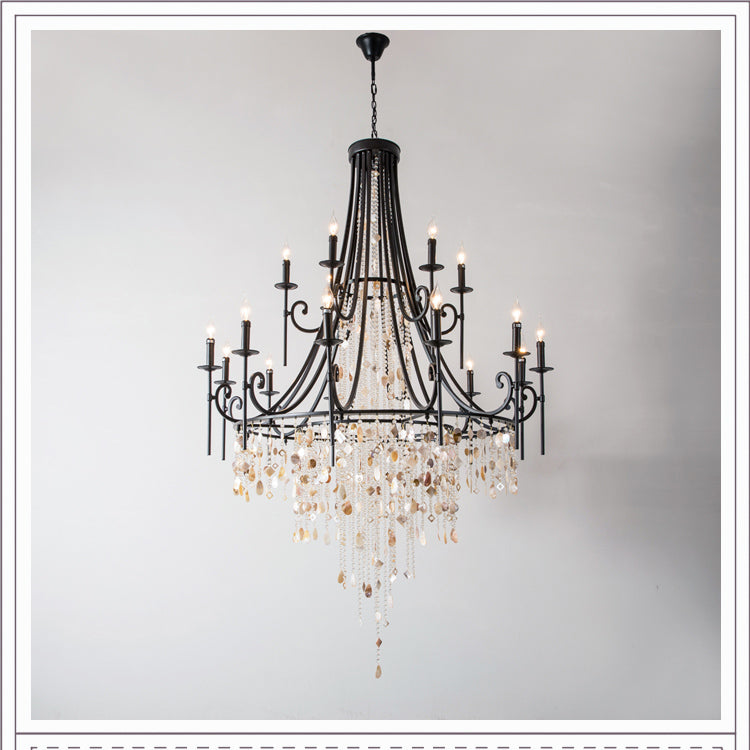 Trove Postmodern Luxury Natural Metal Alabaster Chandelier - Lamp Copper