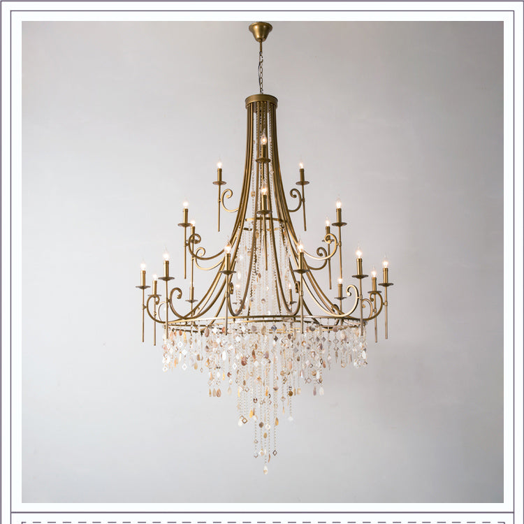 Trove Postmodern Luxury Natural Metal Alabaster Chandelier - Lamp Copper