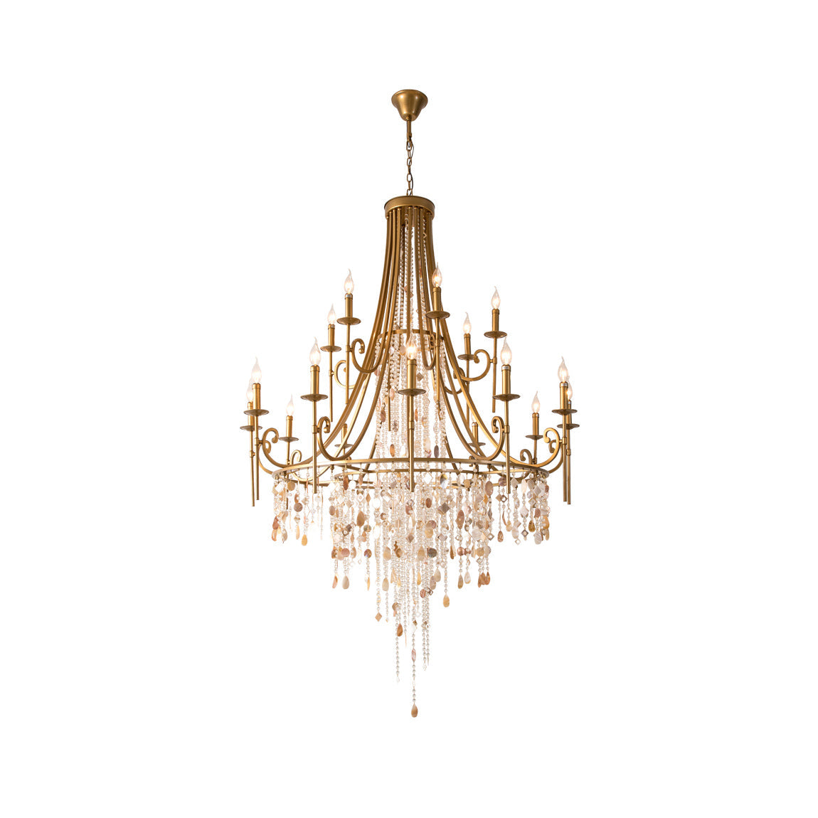 Trove Postmodern Luxury Natural Metal Alabaster Chandelier - Lamp Copper