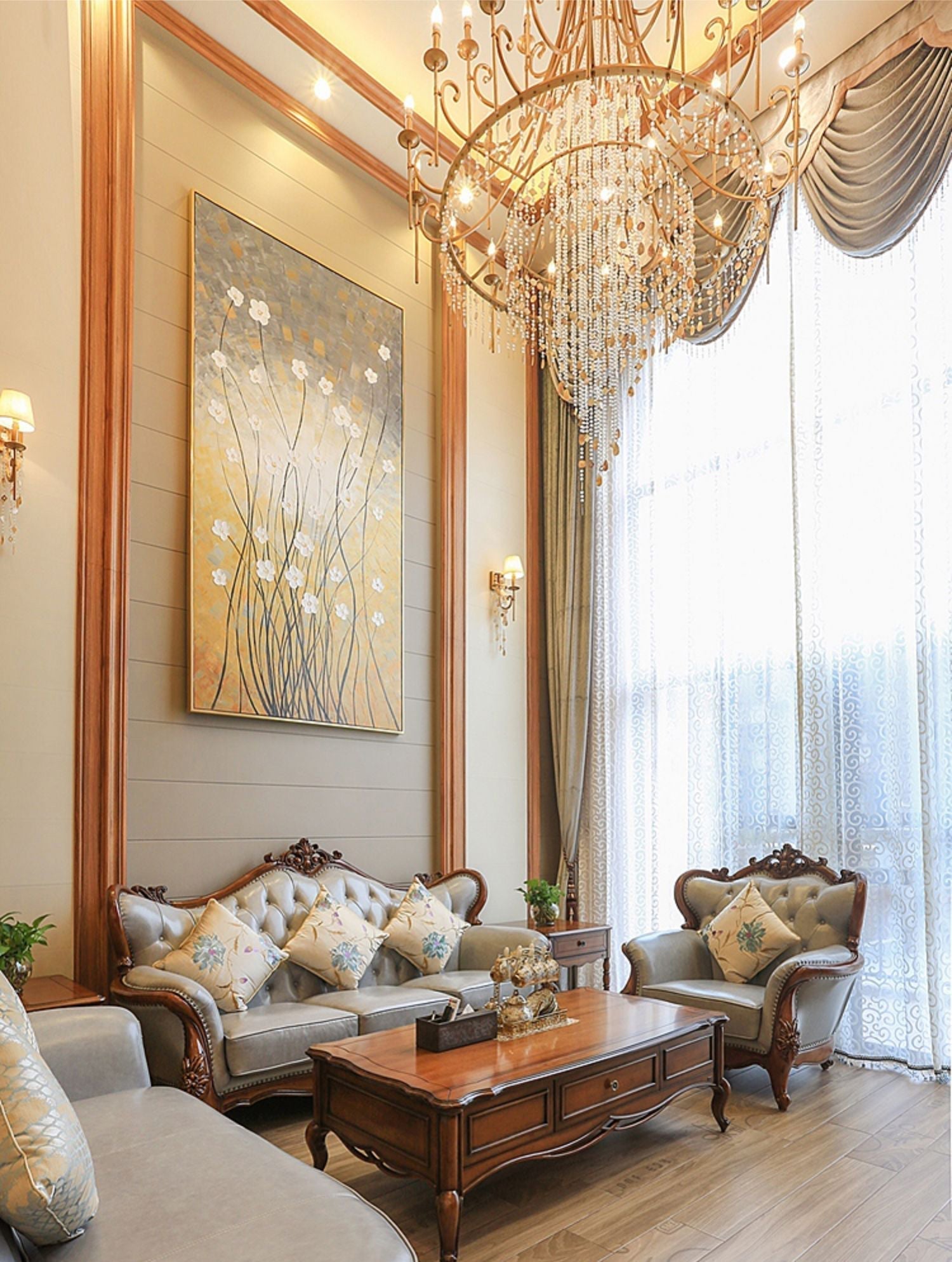 Trove Postmodern Luxury Natural Metal Alabaster Chandelier - Lamp Copper