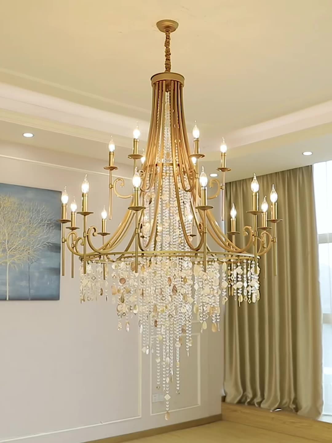 Trove Postmodern Luxury Natural Metal Alabaster Chandelier - Lamp Copper