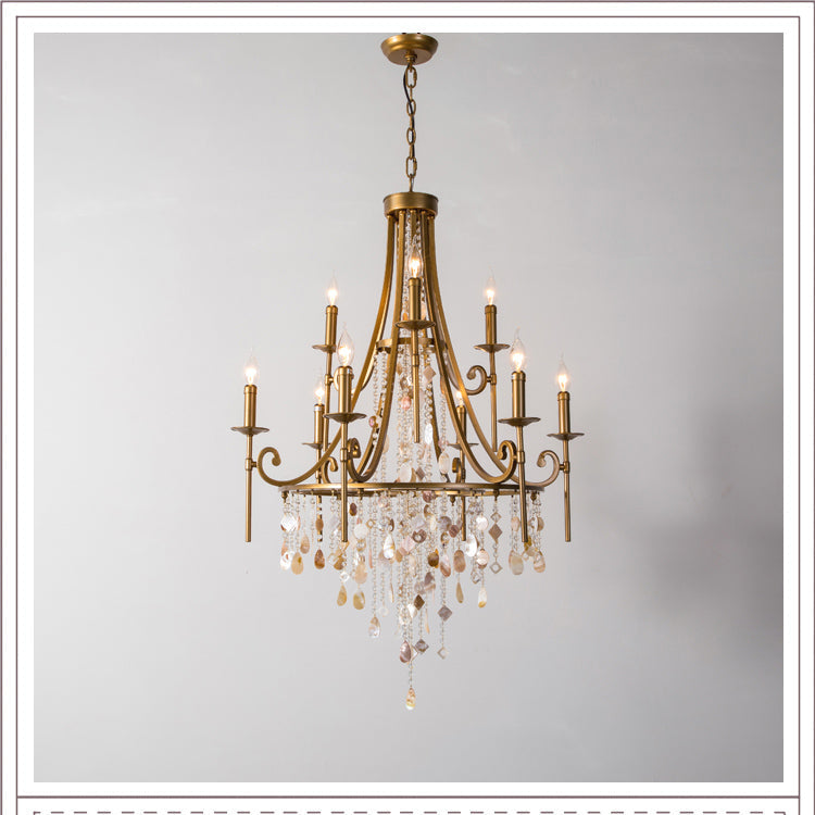 Trove Postmodern Luxury Natural Metal Alabaster Chandelier - Lamp Copper