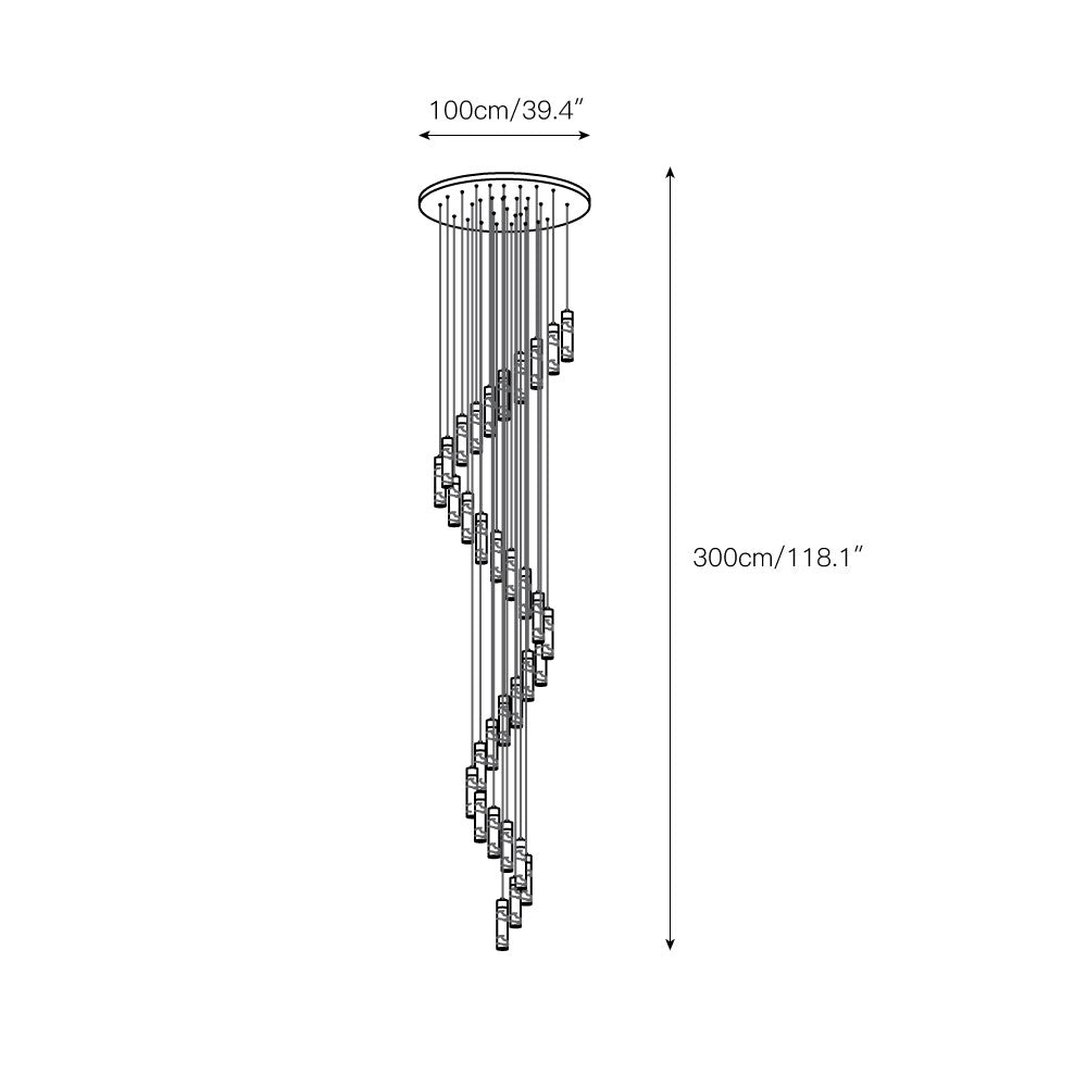 Zeal Modern Minimalist Cascade Alabaster Chandelier - Lamp Copper