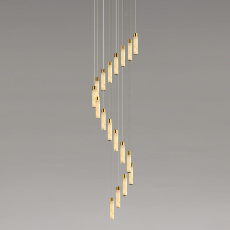 Zeal Modern Minimalist Cascade Alabaster Chandelier - Lamp Copper