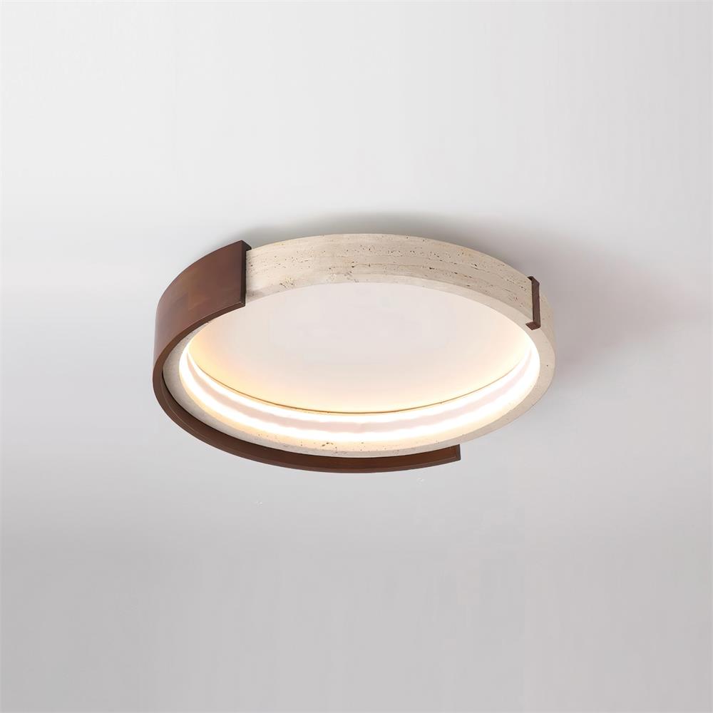 Ritta Ceiling Lamp Halo Sculptural Travertine & Wood - Letslighting