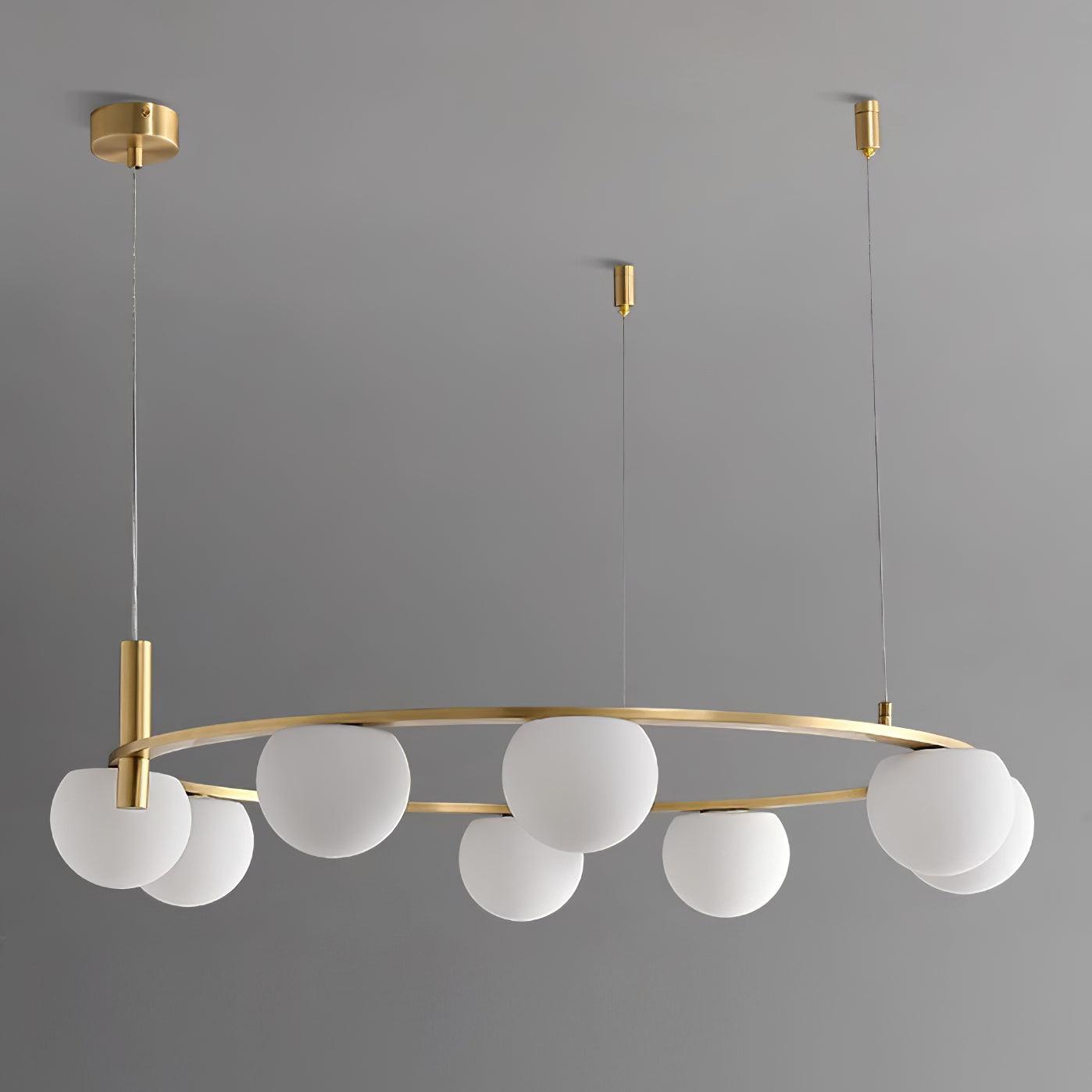 Chandelier Glass Globes Metal Ring Gold Finish Modern - Letslighting