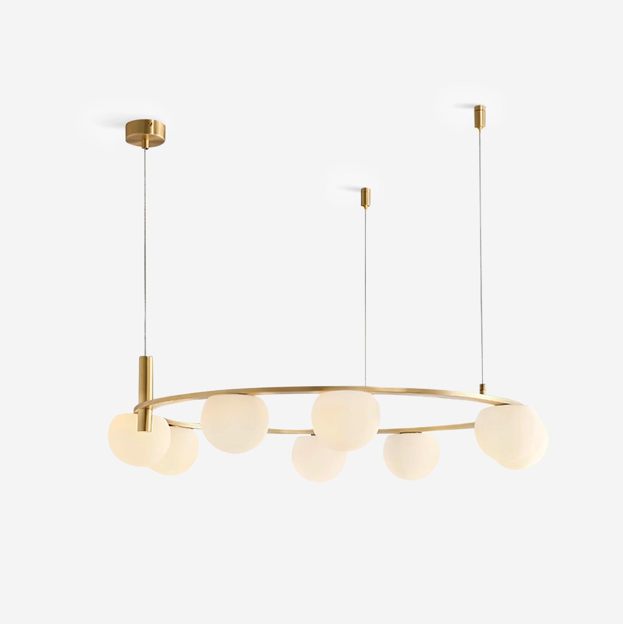 Chandelier Glass Globes Metal Ring Gold Finish Modern - Letslighting