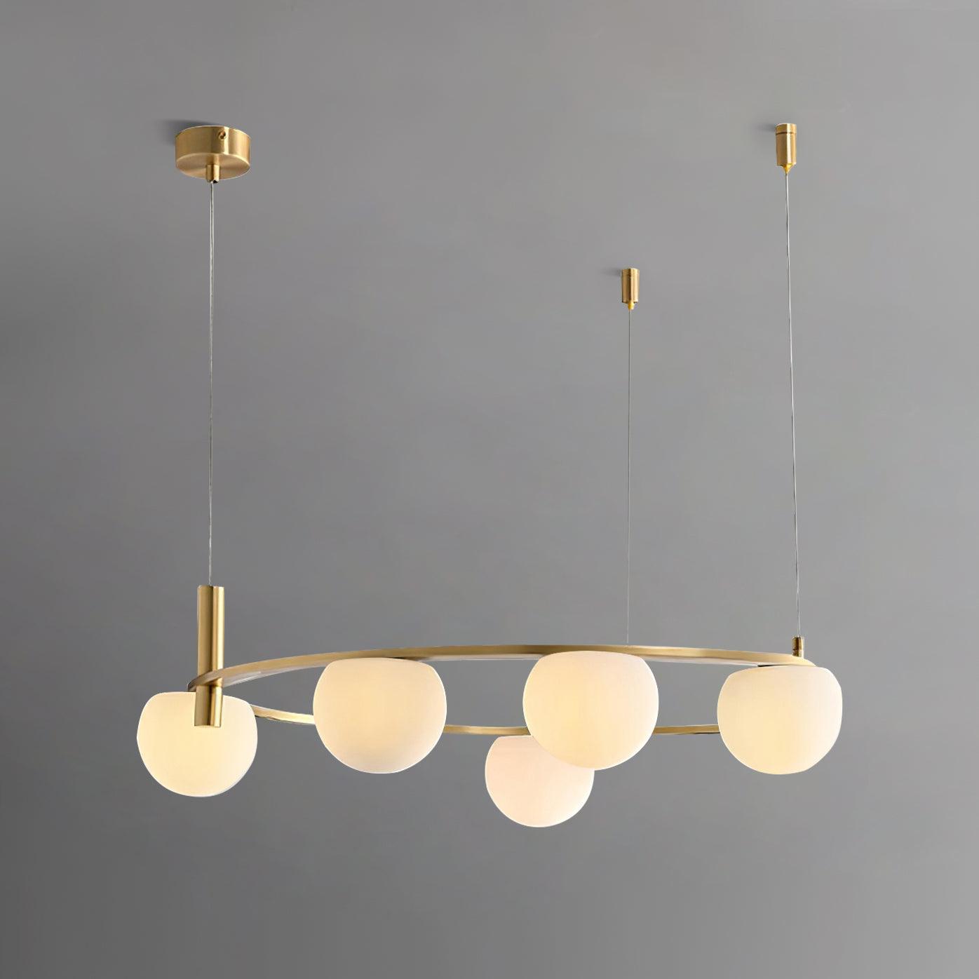 Chandelier Glass Globes Metal Ring Gold Finish Modern - Letslighting