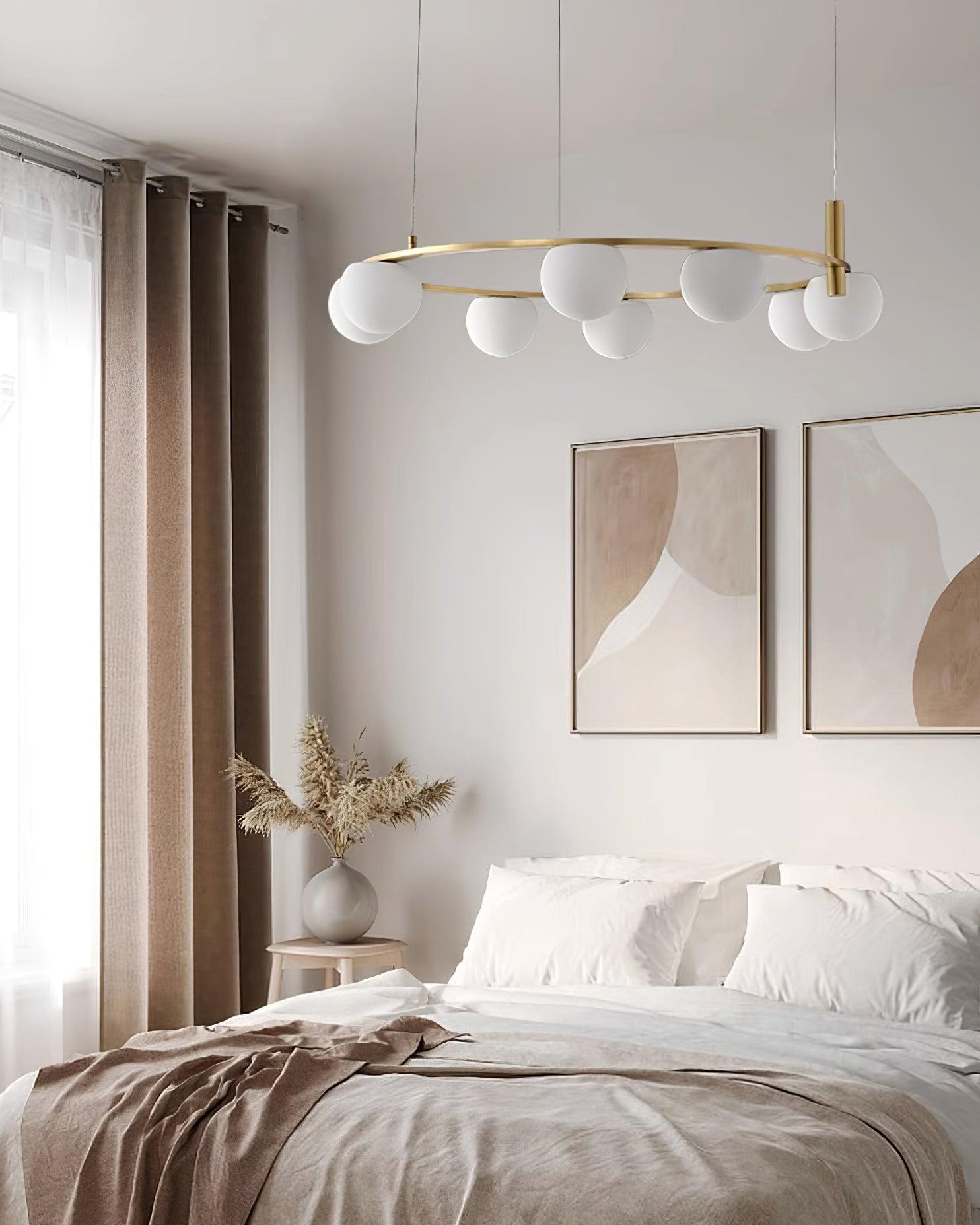 Chandelier Glass Globes Metal Ring Gold Finish Modern - Letslighting