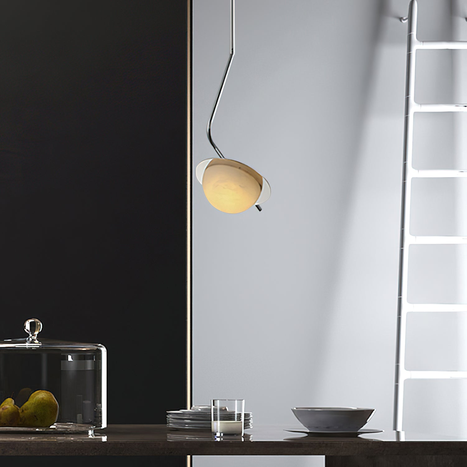 Ivvaros Chic Modern Minimalist LuminanceStainless Alabaster Pendant Light - Lamp Copper