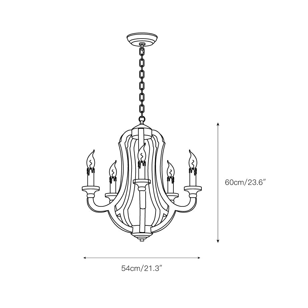 Myraean Vintage Industrial Hand-carved Wooden Chandelier - Lamp Copper
