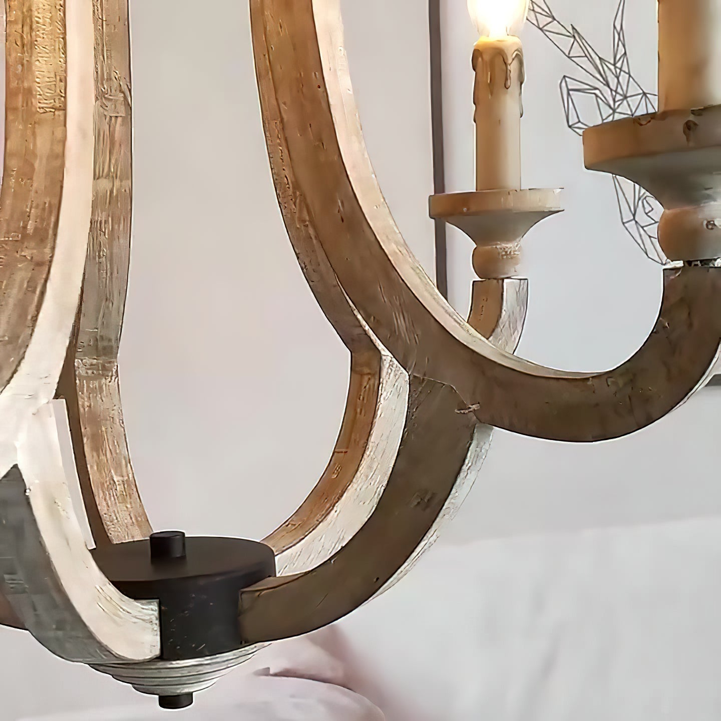 Myraean Vintage Industrial Hand-carved Wooden Chandelier - Lamp Copper