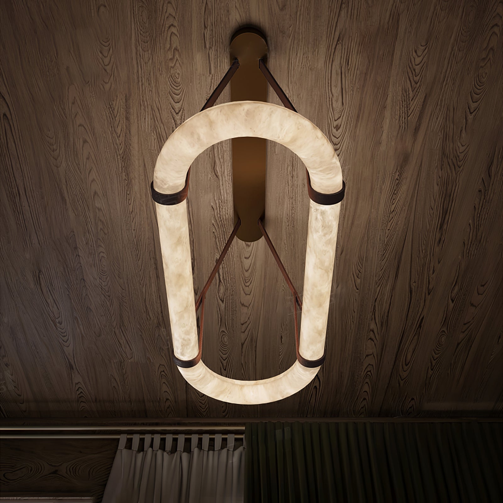 Vista Modern Minimalist Art Alabaster Metal Chandelier - Lamp Copper