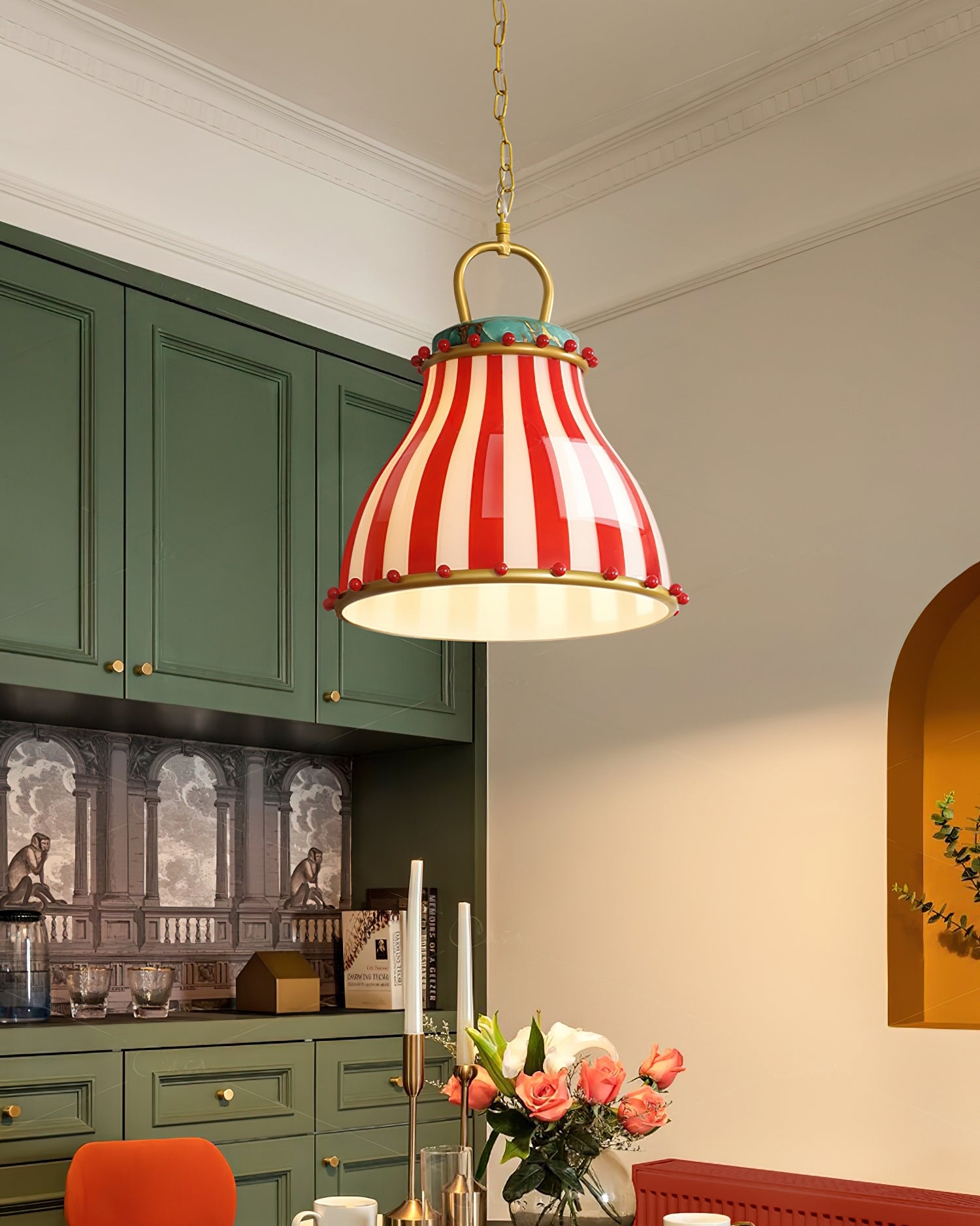 Red and white stripes Glass Pendant Lamp - Letslighting
