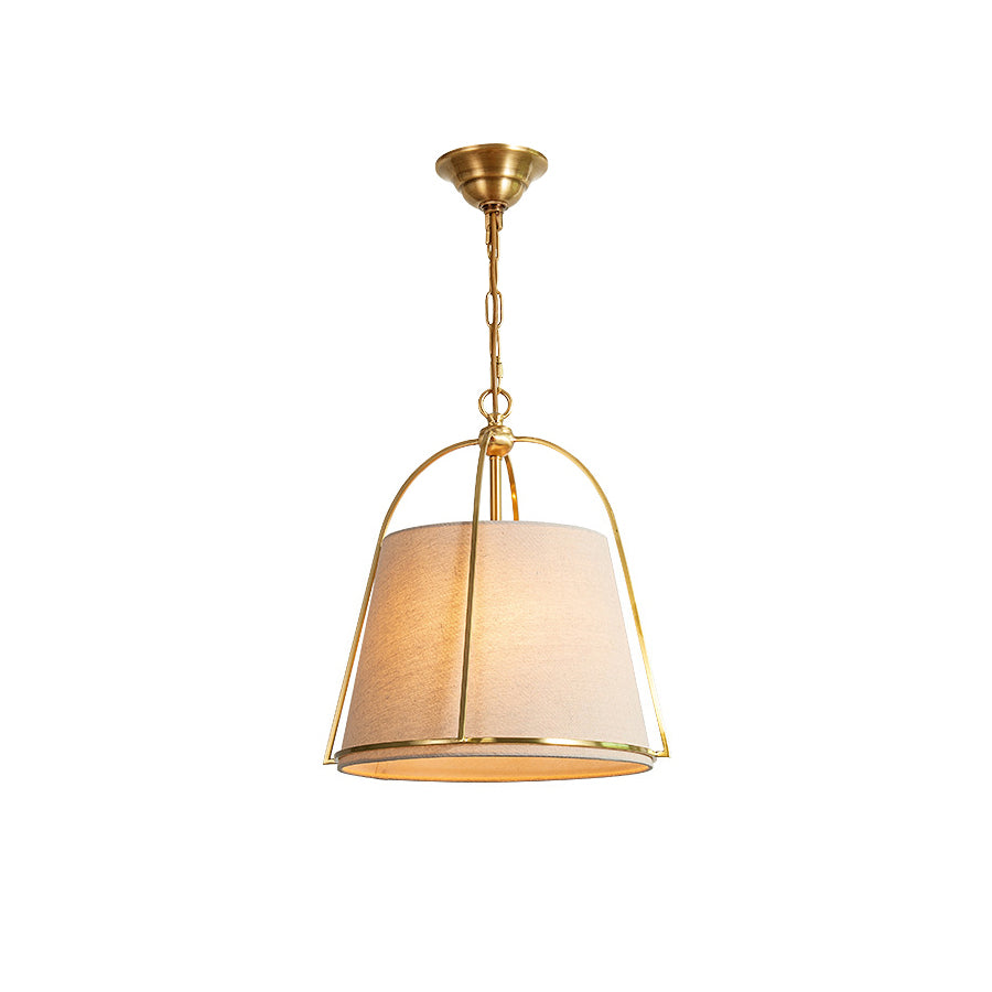 Yonder Traditional Classic Brass Metal Fabric Pendant Lamp - Lamp Copper