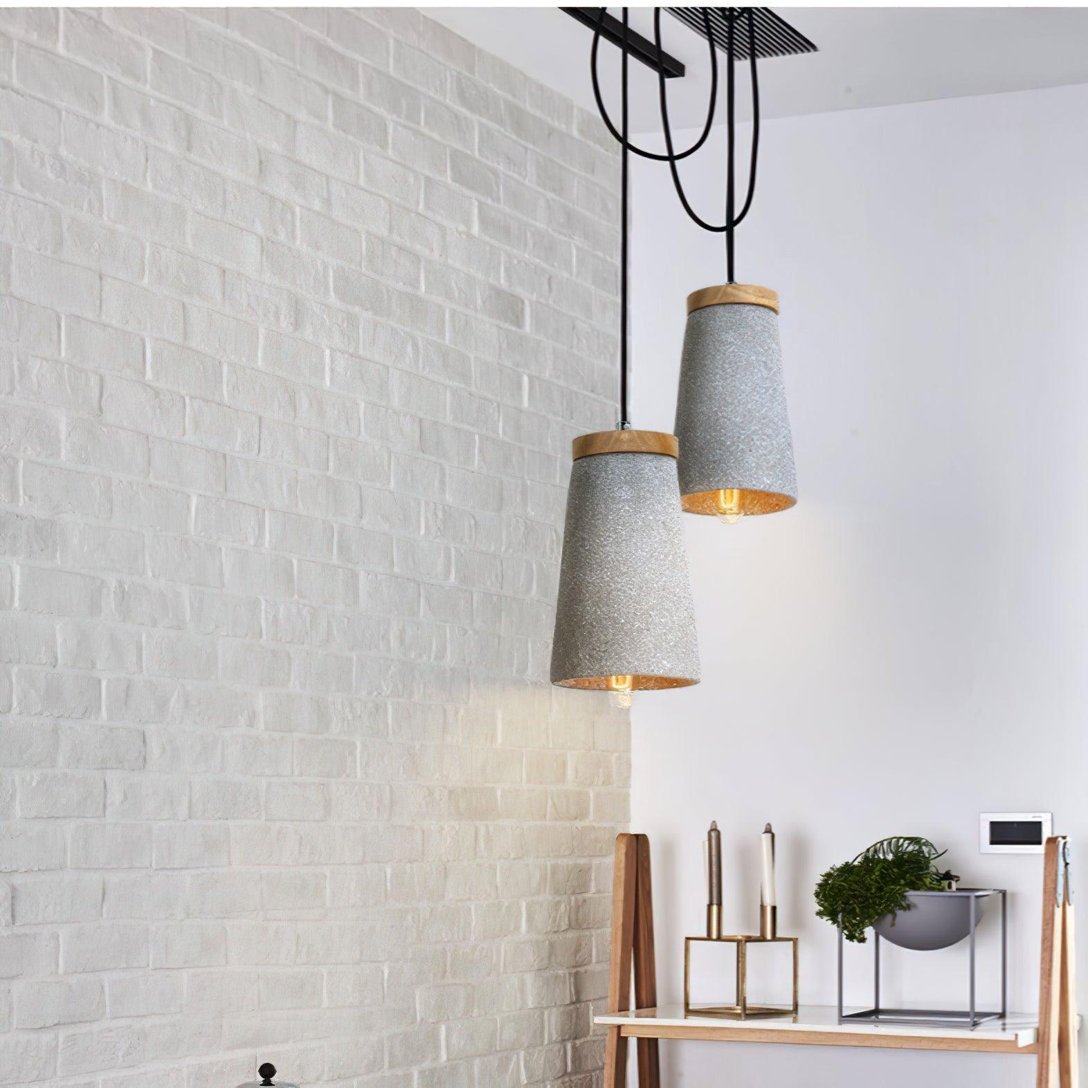 Coburg Wood Cement Pendant Light - Blowlighting