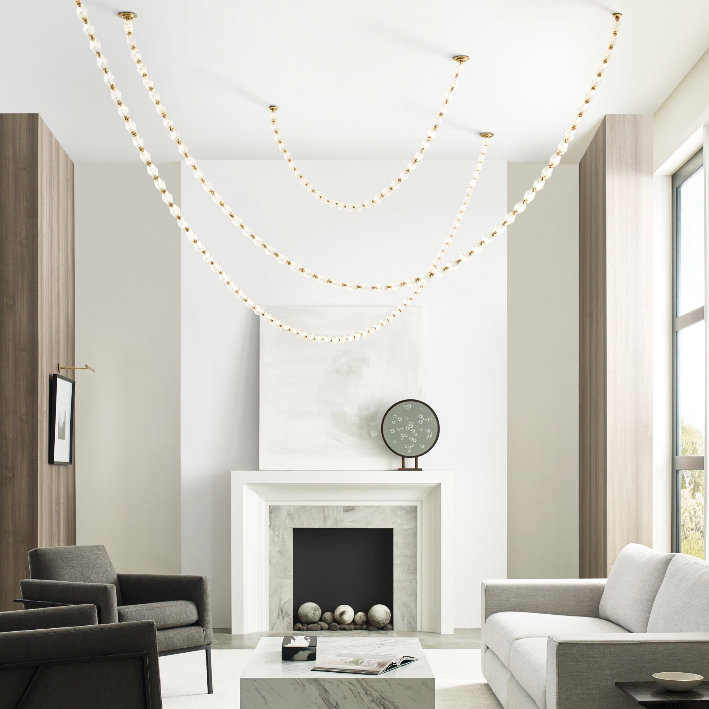 Karma Modern Minimalist Metal Glass Chandelier - Lamp Copper