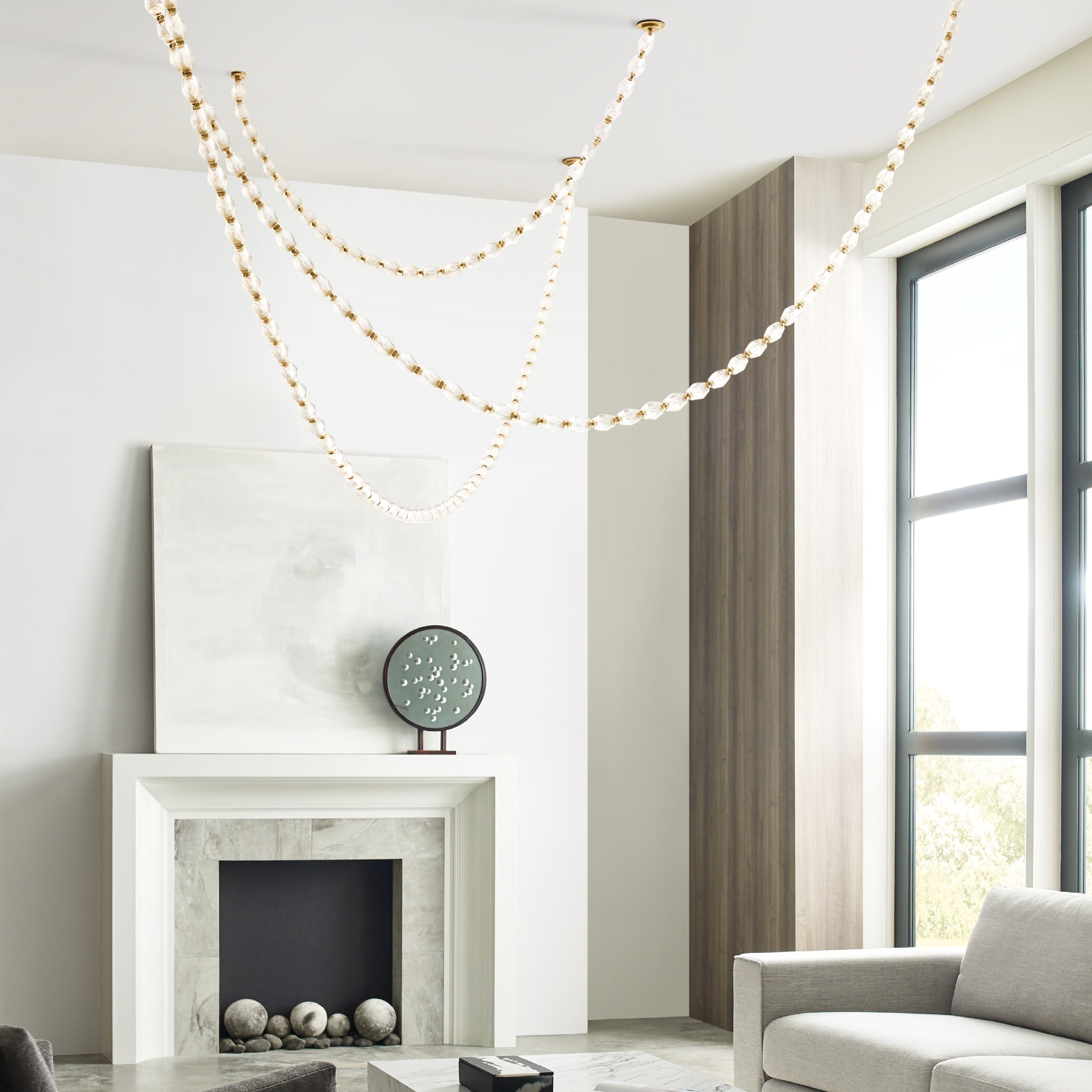 Karma Modern Minimalist Metal Glass Chandelier - Lamp Copper