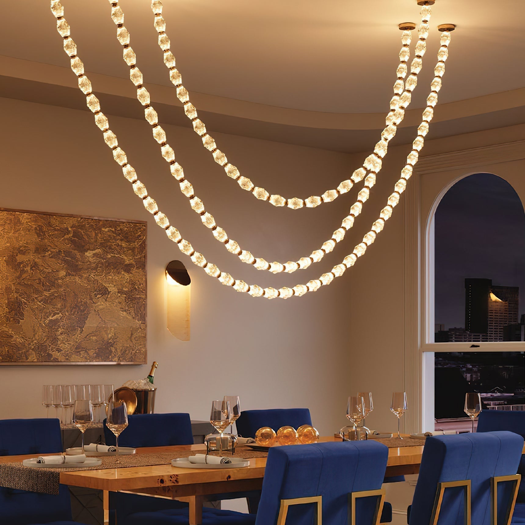 Karma Modern Minimalist Metal Glass Chandelier - Lamp Copper