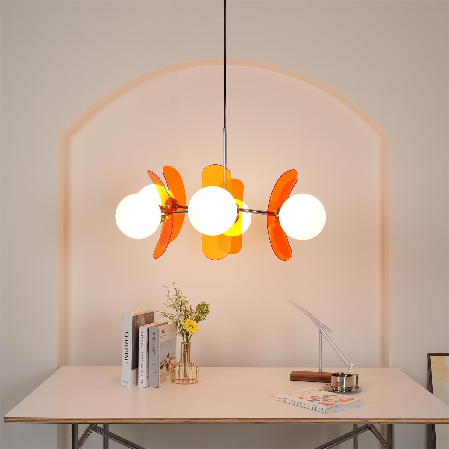 Prism Creativity Sputnik Orange Glass Acrylic Chandelier - Lamp Copper