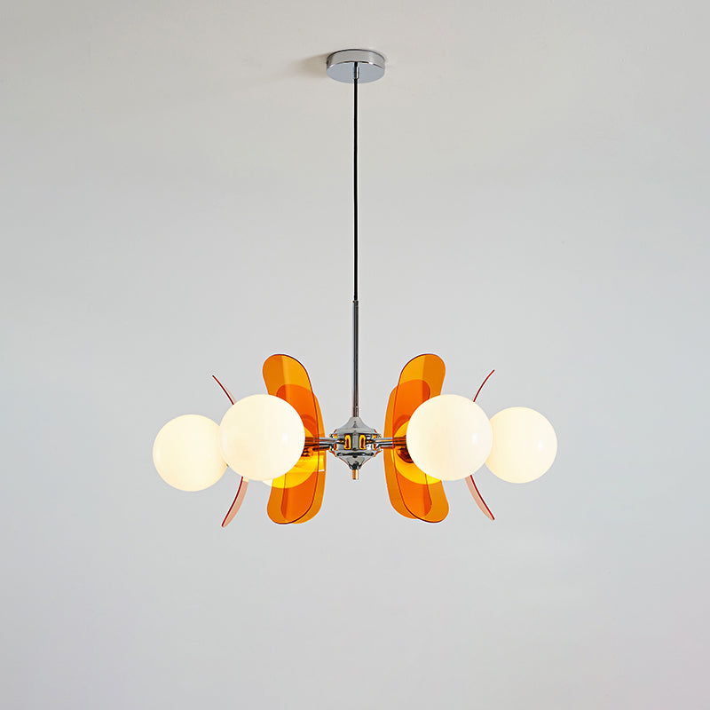 Prism Creativity Sputnik Orange Glass Acrylic Chandelier - Lamp Copper