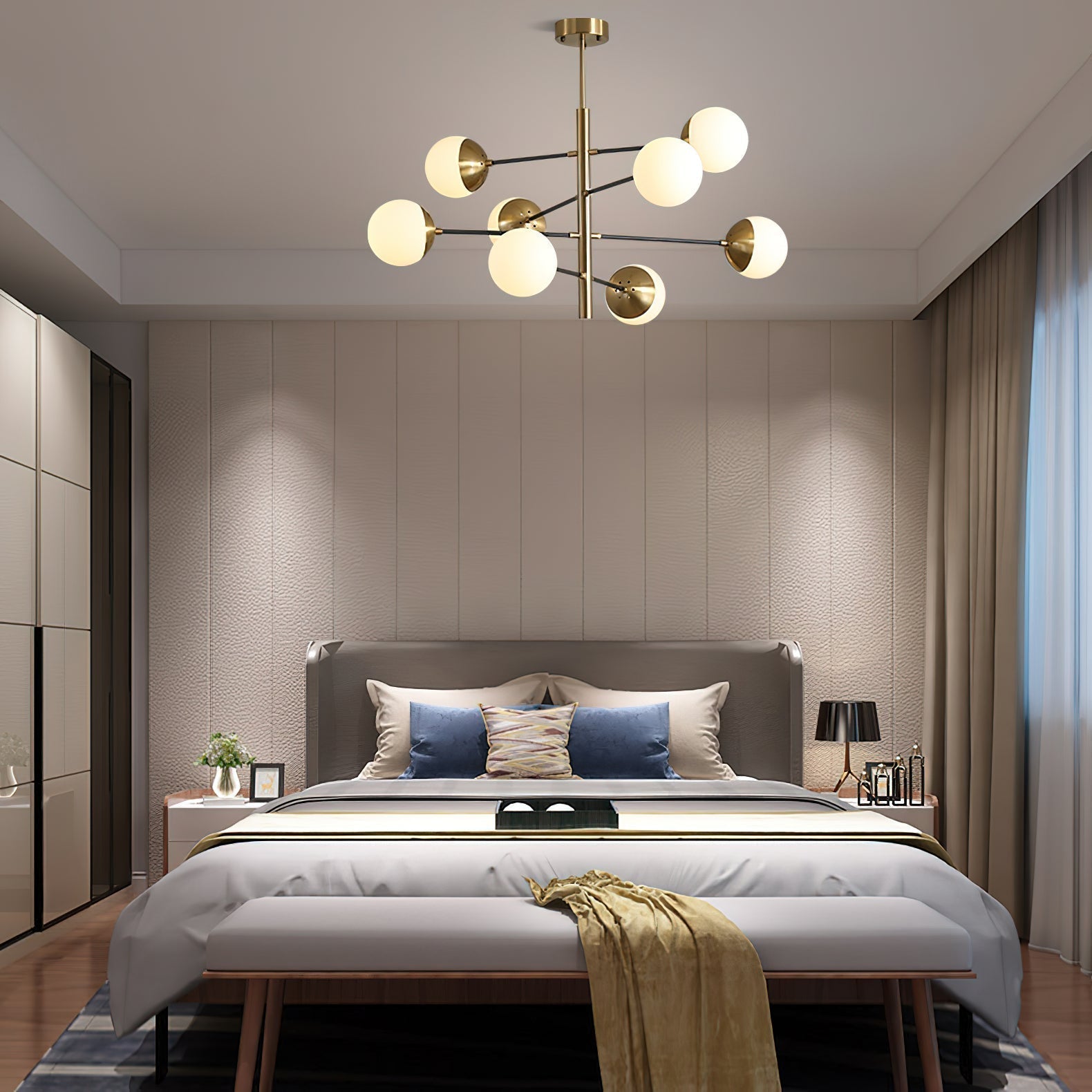 Ultra Modern Minimalist Brass Metal Glass Chandelier - Lamp Copper