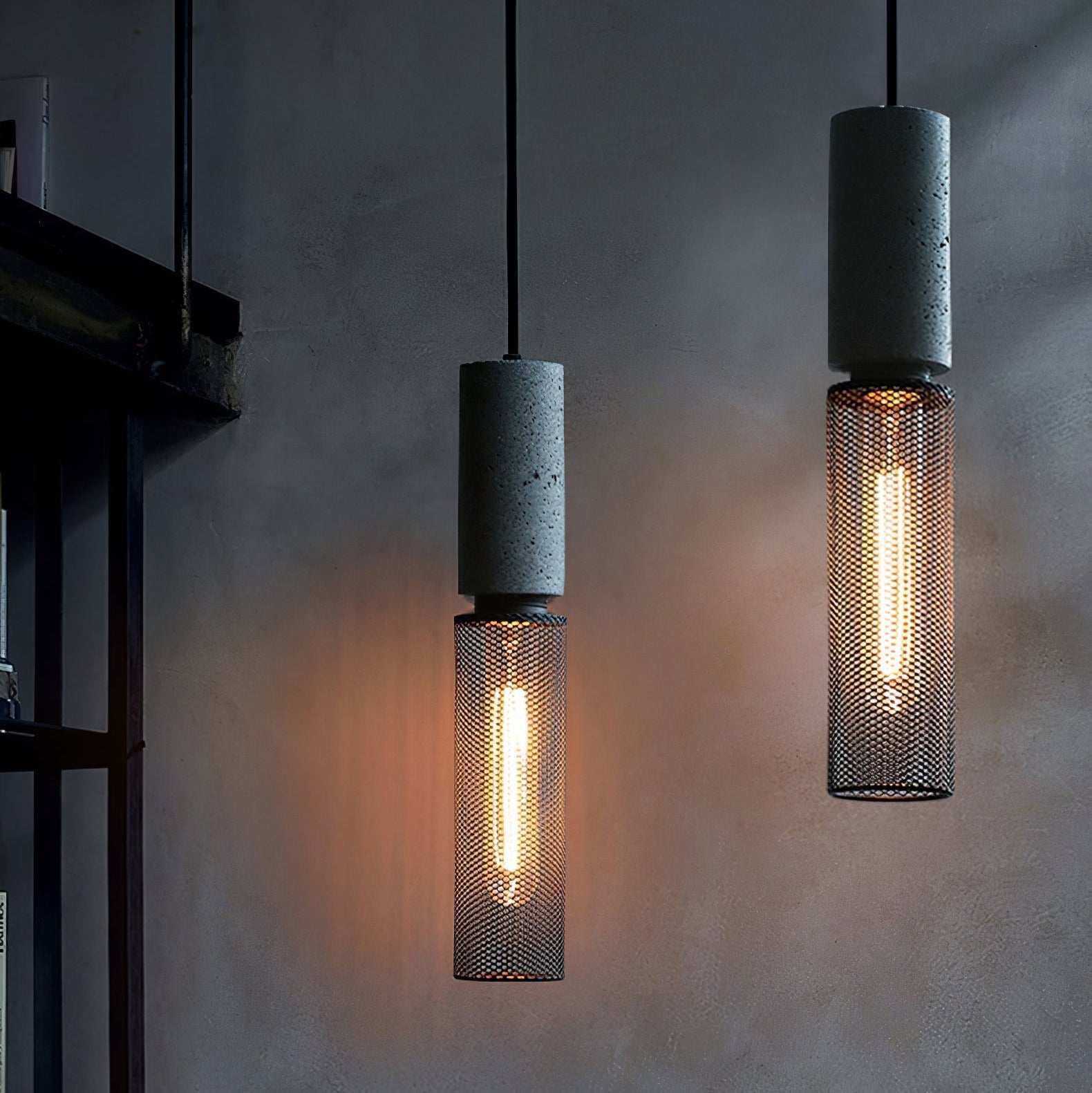 Arisha Lampada a Sospensione Industriale Cilindrica in Cemento