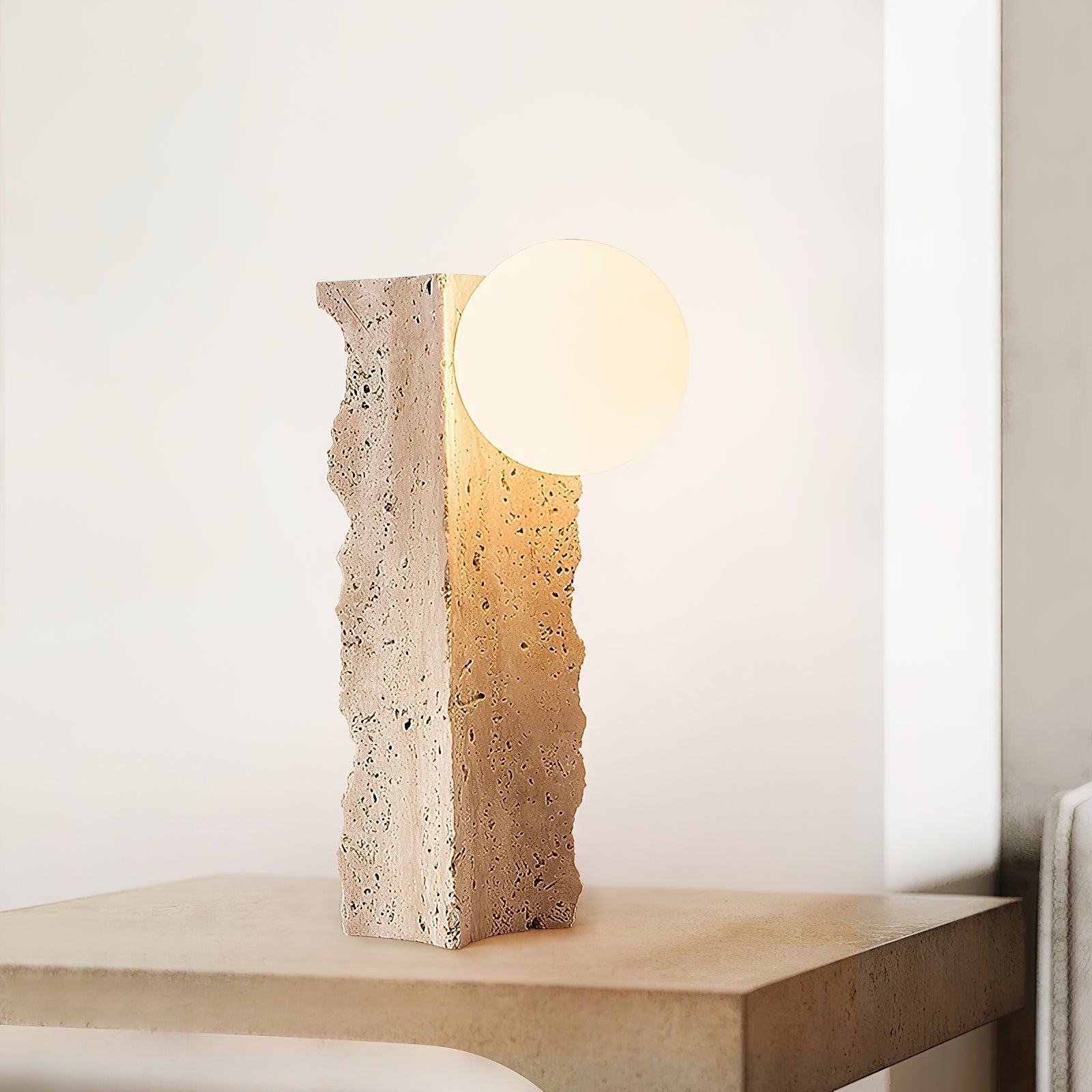 Conduit Travertine Table Lamp - Lamp Copper